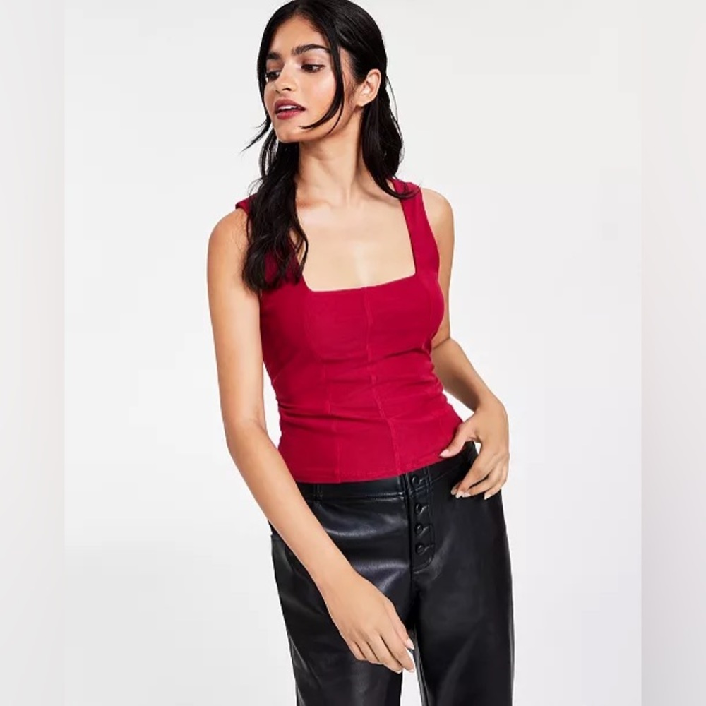 Women's Square-Neck Mesh Tank Top, Created for Macy's Size Large